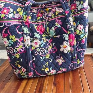 Vera Bradley Pink and Green Quilted Tote Bag